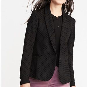 Black flocked ponte blazer, xl